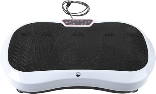 Vibration Plate Exercise Machine - Vibrating Platform with Adjustable Speed and 3 Strength Modes - Workout Equipment by Wakeman,Black/White
