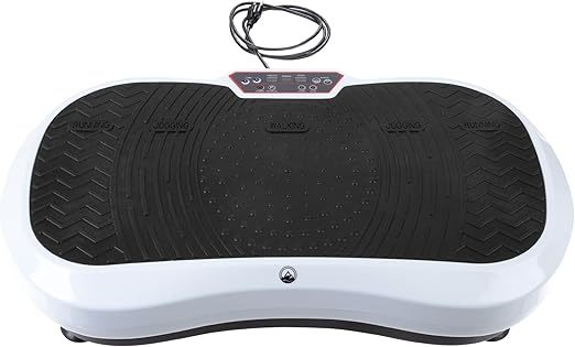 Vibration Plate Exercise Machine - Vibrating Platform with Adjustable Speed and 3 Strength Modes - Workout Equipment by Wakeman,Black/White