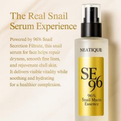 Advanced Snail 96% Mucin Power Essence 120ml, Neatique SE96 Hydrating &amp; Repairing Snail Mucin Serum for Face with Snail Secretion Filtrate for Wrinkles &amp; Dull Skin &amp; Fine Lines, 4 fl.oz