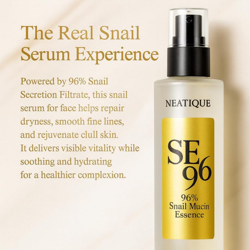 Advanced Snail 96% Mucin Power Essence 120ml, Neatique SE96 Hydrating &amp; Repairing Snail Mucin Serum for Face with Snail Secretion Filtrate for Wrinkles &amp; Dull Skin &amp; Fine Lines, 4 fl.oz