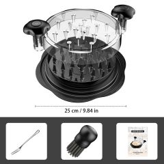 SoulLife Chicken Shredder 8 Inches, Chicken Breast Shredder Tool, Cooked Meat Shredder With Clear Lid, Ergonomic Design, Auti-slip, Easy To Clean, Chicken Shredder Tool Twist, Chicken Grinder (Black)