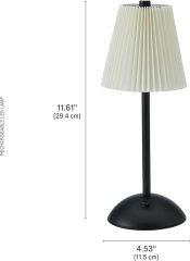 Elements 11.6-Inch Black Rechargeable LED Table Lamp - Touch Control with 3 Light Colors, Stepless Dimming, Metal Construction, 1200mAh Battery, USB-C Charging, Perfect for Home Office and Living Room