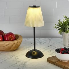 Elements 11.6-Inch Black Rechargeable LED Table Lamp - Touch Control with 3 Light Colors, Stepless Dimming, Metal Construction, 1200mAh Battery, USB-C Charging, Perfect for Home Office and Living Room