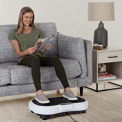 Vibration Plate Exercise Machine - Vibrating Platform with Adjustable Speed and 3 Strength Modes - Workout Equipment by Wakeman,Black/White