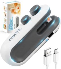 Mini Bag Sealer With Cutter And Magnet, 2 In 1 Rechargeable Vacuum Sealer Bag Heat Seal Machine With Sealer&Cutter For Plastic/Chip/Vacuum Sealer Bags (White 2.0)