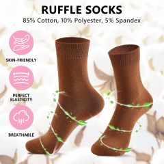 MORECOO 6 Pairs Socks for Women, Cute Ruffle Frilly Ankle Socks, Cotton Lace Crew Socks for Mary Jane Shoes, 6 Pack