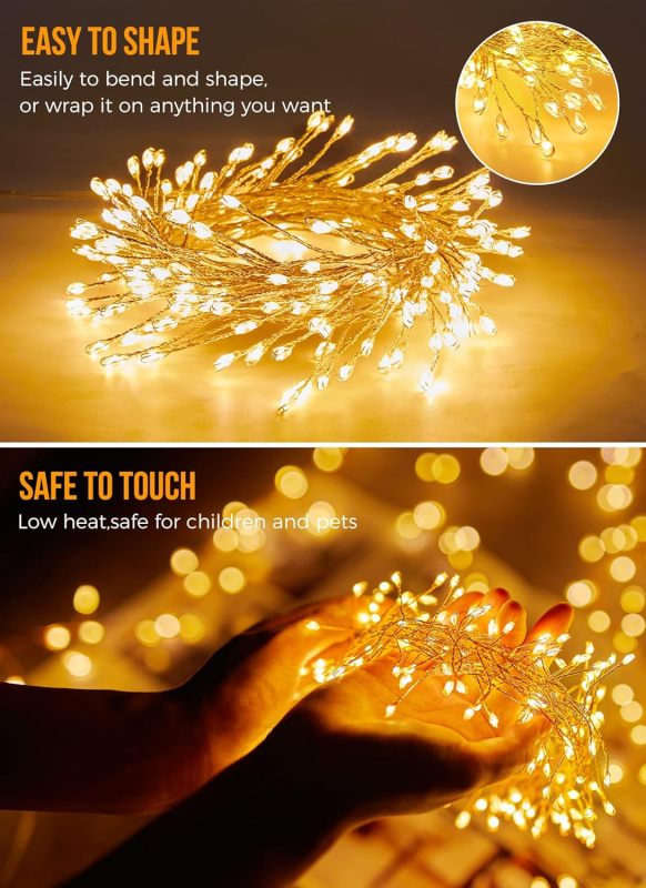 Brightown Fairy Lights Battery Operated, 10Ft 120 LED Firecracker String Lights, Waterproof Silver Wire Starry Firefly Light for DIY Wreath Wedding Indoor Outdoor Christmas Garden Decorations