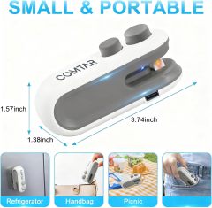 Mini Bag Sealer With Cutter And Magnet, 2 In 1 Rechargeable Vacuum Sealer Bag Heat Seal Machine With Sealer&Cutter For Plastic/Chip/Vacuum Sealer Bags (White 2.0)