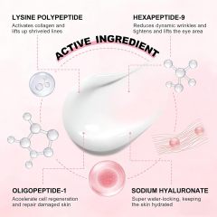 Hyaluronic Acid Firming Eye Cream, Daily Eye Treatment Cream, Unde Eye Cream for Dark Circles & Wrinkles, Anti-Aging & 24H Hydration, 0.5 oz