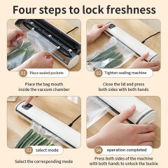 Vacuum Sealer Machine | Compact Design | One-Touch Automatic | Seal in 10-20 Seconds | Dry, Moist, Wet, and Cold Modes | With 10 Vacuum Bags &amp; Built-in Cutter