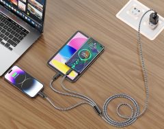 IDISON Multi Charging Cable (2Pack 6ft), 3 in 1 Charging Cable Travel Essentials Nylon Braided Cord USB Port iPhone Charger Cord with Type C Micro Lightning USB for Apple iPhone Android Phone
