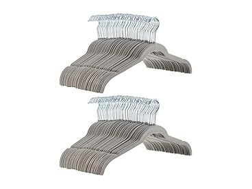 Basics Space Saving Slim Velvet Non-Slip Clothes Hangers-Sturdy-Gray/Silver-100-Pack