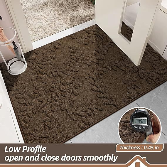 BEQHAUSE Door Mats 20”x32”, Non-Slip TPR Backing Entryway Doormat, Super Absorbent Welcome Mat for Front Door, Mud Shoes & Paws, Washable Entry Rugs, Brown