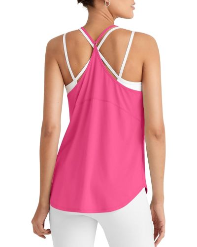 G4Free Running Tops for Women Spaghetti Workout Tank Fast Dry Athletic Racerback Gym Yoga Tanks Lightweight Summer Activewear (Hot Pink,XL,)