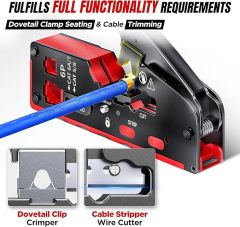 AMPCOM Pass Through RJ45 Crimp Tool, All-in-one Ethernet Crimper, Crimping for STP UTP RJ45/ RJ11 Cat8 Cat7 Cat6A Cat6 Cat5e Cat5 Connectors, AM-728RD