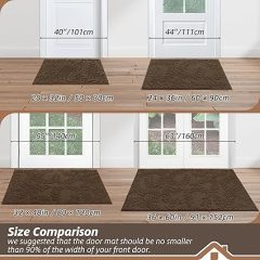 BEQHAUSE Door Mats 20”x32”, Non-Slip TPR Backing Entryway Doormat, Super Absorbent Welcome Mat for Front Door, Mud Shoes & Paws, Washable Entry Rugs, Brown