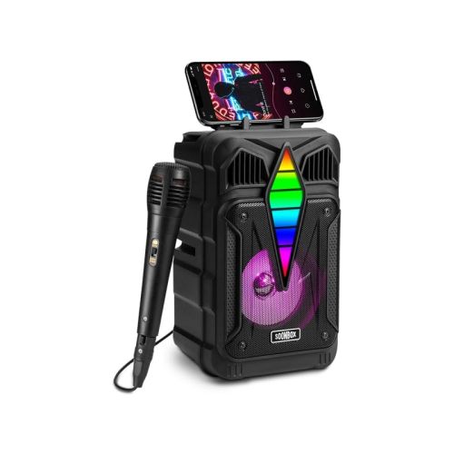 Portable Bluetooth Speaker with Microphone, Wireless Outdoor Speaker with RGB Rhythm Light, Deep Bass, Phone Holder, Ideal for Home, Parties & Outdoor Activities