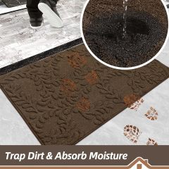 BEQHAUSE Door Mats 20”x32”, Non-Slip TPR Backing Entryway Doormat, Super Absorbent Welcome Mat for Front Door, Mud Shoes & Paws, Washable Entry Rugs, Brown