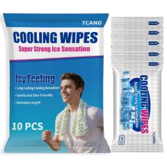 10 Pack Cooling Body Wipes, Alcohol-Free Cooling Towelettes Cooling Towel Alternative for Outdoor Sports, Camping, Hiking, Workout & Hot Weather(Green)
