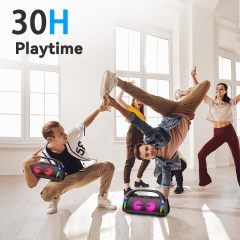 LFS Bluetooth Speaker,100W Loud Speakers Bluetooth Wireless with Deep Bass, LED Lights, IPX6 Waterproof, 30H Playtime, Portable Outdoor Speaker Boombox for Camping,Beach, Party
