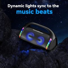 LFS Bluetooth Speaker,100W Loud Speakers Bluetooth Wireless with Deep Bass, LED Lights, IPX6 Waterproof, 30H Playtime, Portable Outdoor Speaker Boombox for Camping,Beach, Party