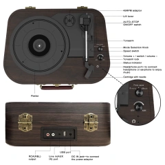 A3 Turntable - 2 Spkrs - 3-Speed - BT Speaker - USB - AUX - RCA