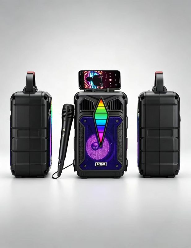 Portable Bluetooth Speaker with Microphone RGB Lights