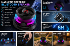 Magnetic Cyber Bluetooth Speaker-Compact-RGB-HiFi Bass-6H Play-TWS-Home&Outdoor