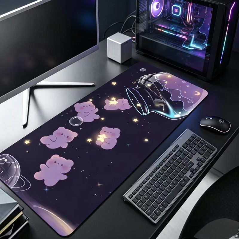 2pc-Large-gaming-mousepad-Starry-Glass-Bear-AntiSlip-Rubber-HD-DeskMat