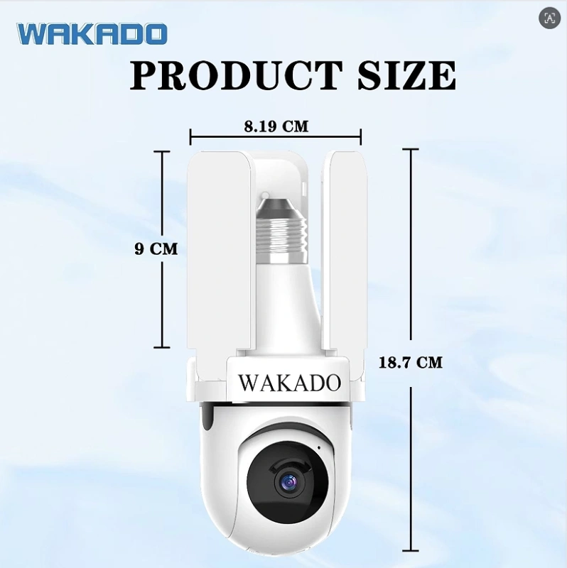 WAKADO Light bulb camera 2.4Ghz Wireless 2K HD, LED Light Sensor, Infrared Night Vision,Two-Way Audio, Human Detection, Security camera for home Multipl cameras for home e Users Easy