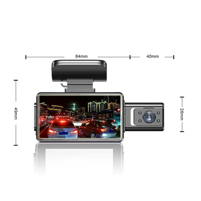 3-Inch Dual Lens Car Dash Cam-Front  Inside Recording-Night Vision-G-Sensor Vehicle Dash Camera