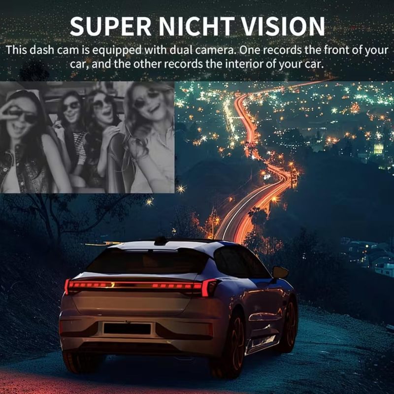 3 Channels Camera Dash Cam for Cars Front HD 1080P Inside Cabin and Rear with 2 inch IPS Screen Car DVR Video Recorder Loop Recording G-Sensor Auto Reverse Parking View Parking With 32G Card