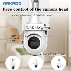 WAKADO Light bulb camera 2.4Ghz Wireless 2K HD, LED Light Sensor, Infrared Night Vision,Two-Way Audio, Human Detection, Security camera for home Multipl cameras for home e Users Easy