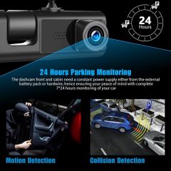 3 Channels Camera Dash Cam for Cars Front HD 1080P Inside Cabin and Rear with 2 inch IPS Screen Car DVR Video Recorder Loop Recording G-Sensor Auto Reverse Parking View Parking With 32G Card