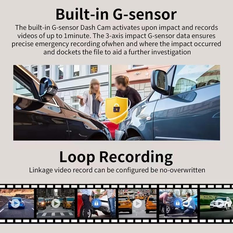 3 Channels Camera Dash Cam for Cars Front HD 1080P Inside Cabin and Rear with 2 inch IPS Screen Car DVR Video Recorder Loop Recording G-Sensor Auto Reverse Parking View Parking With 32G Card