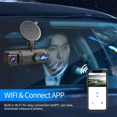 WIFI 3 Channel Car Dash Cam-1080P Dash Camera with Night Vision-32GB Card
