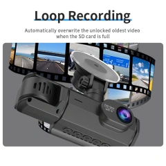 WIFI 3 Channel Car Dash Cam-1080P Dash Camera with Night Vision-32GB Card