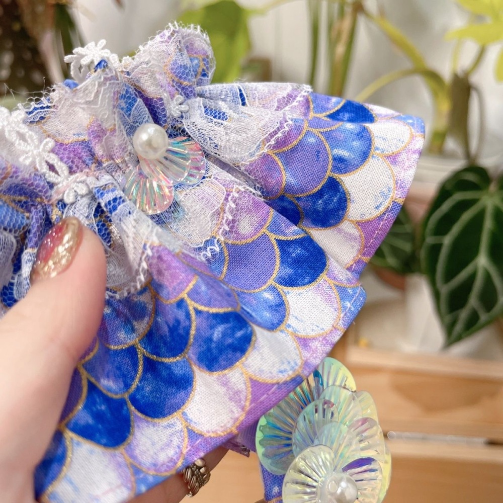 20cm/7.8in Plush Doll Clothes Set Mermaid Style Dress and Hair Clips Stuffed Doll Clothing Accessories（Excluding dolls）