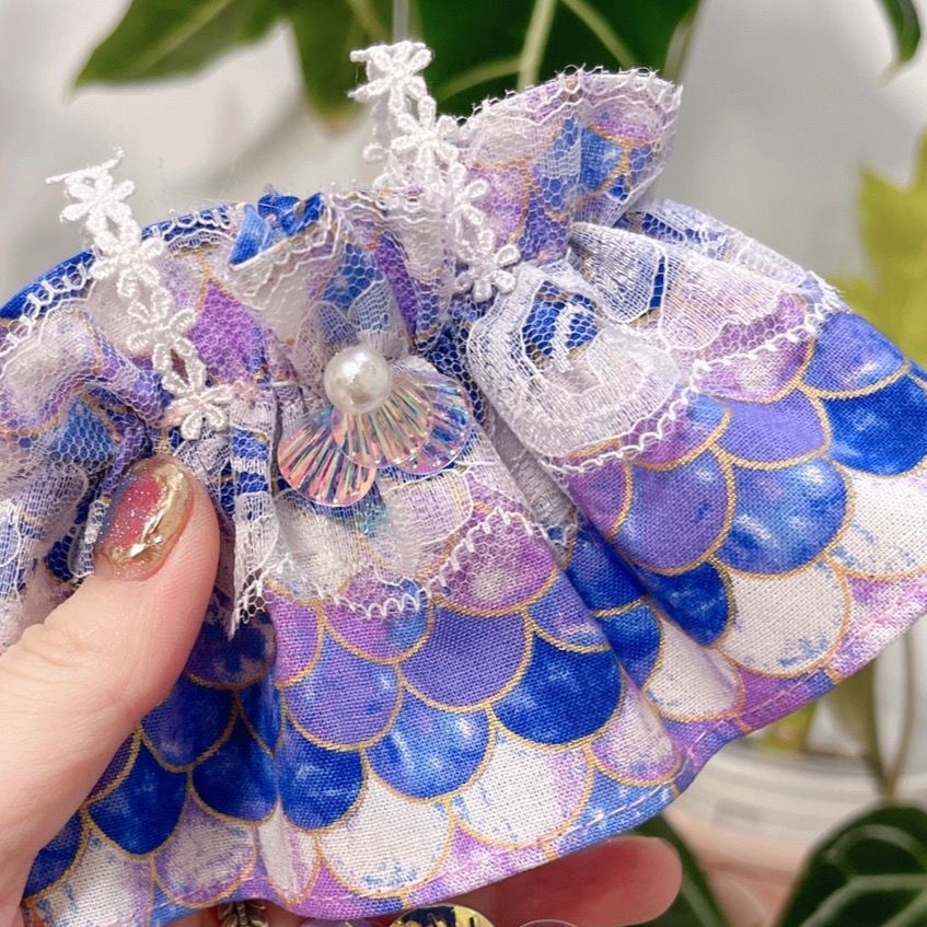 20cm/7.8in Plush Doll Clothes Set Mermaid Style Dress and Hair Clips Stuffed Doll Clothing Accessories（Excluding dolls）