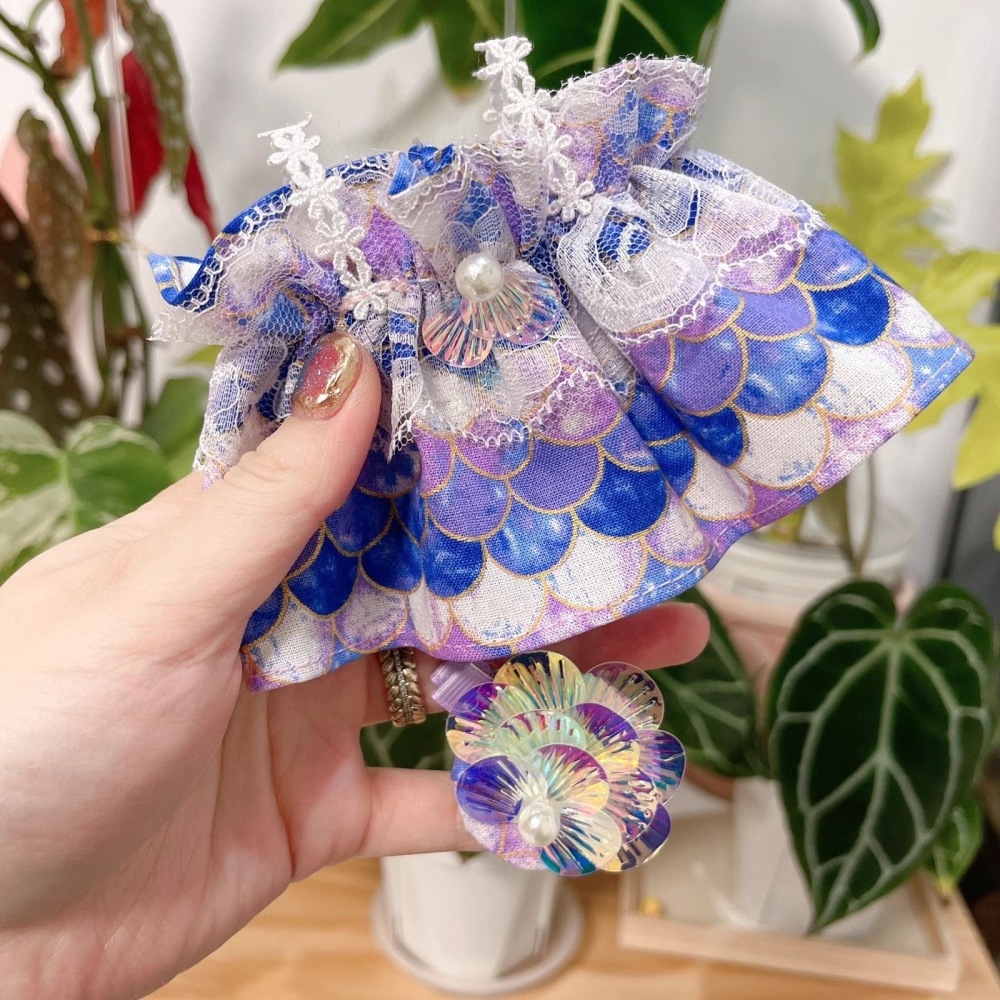20cm/7.8in Plush Doll Clothes Set Mermaid Style Dress and Hair Clips Stuffed Doll Clothing Accessories（Excluding dolls）