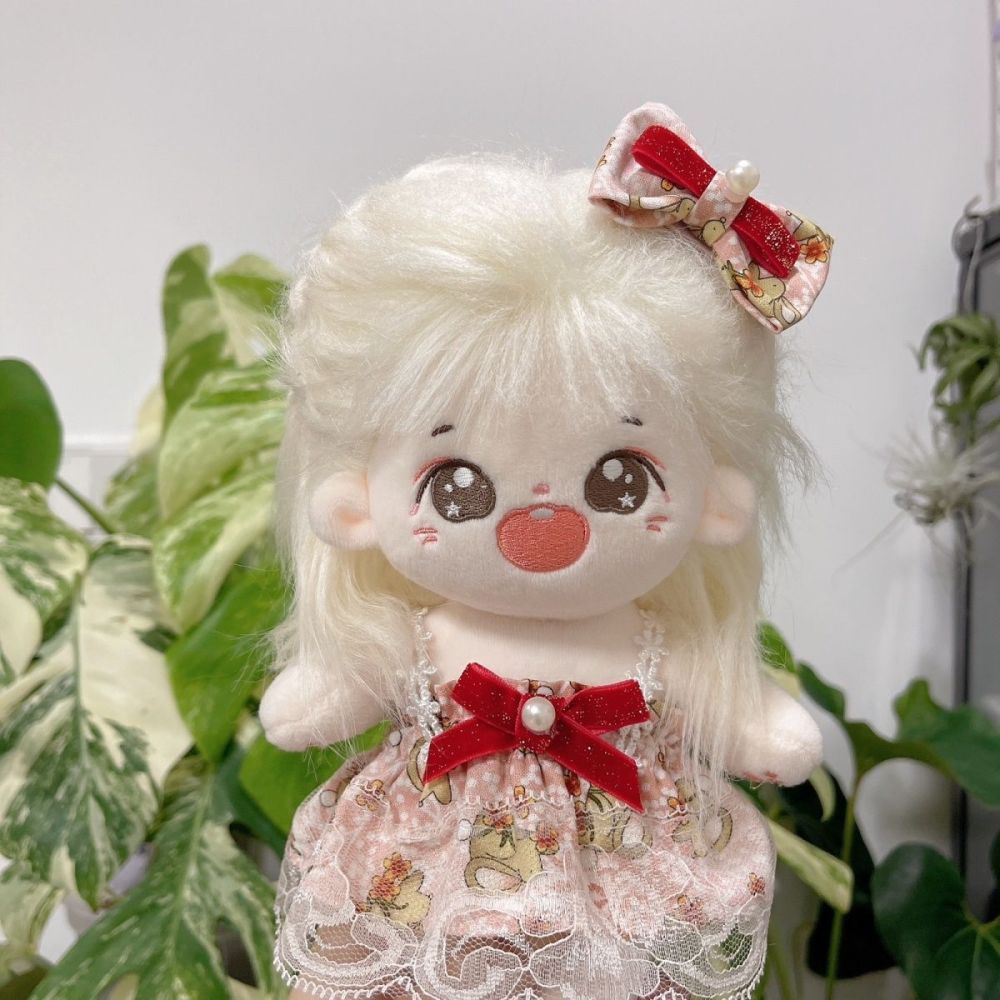 20cm/7.8in Cotton Doll Clothes Set Pink Rabbit Dress and Hair Clips Doll Clothing (Excluding dolls)