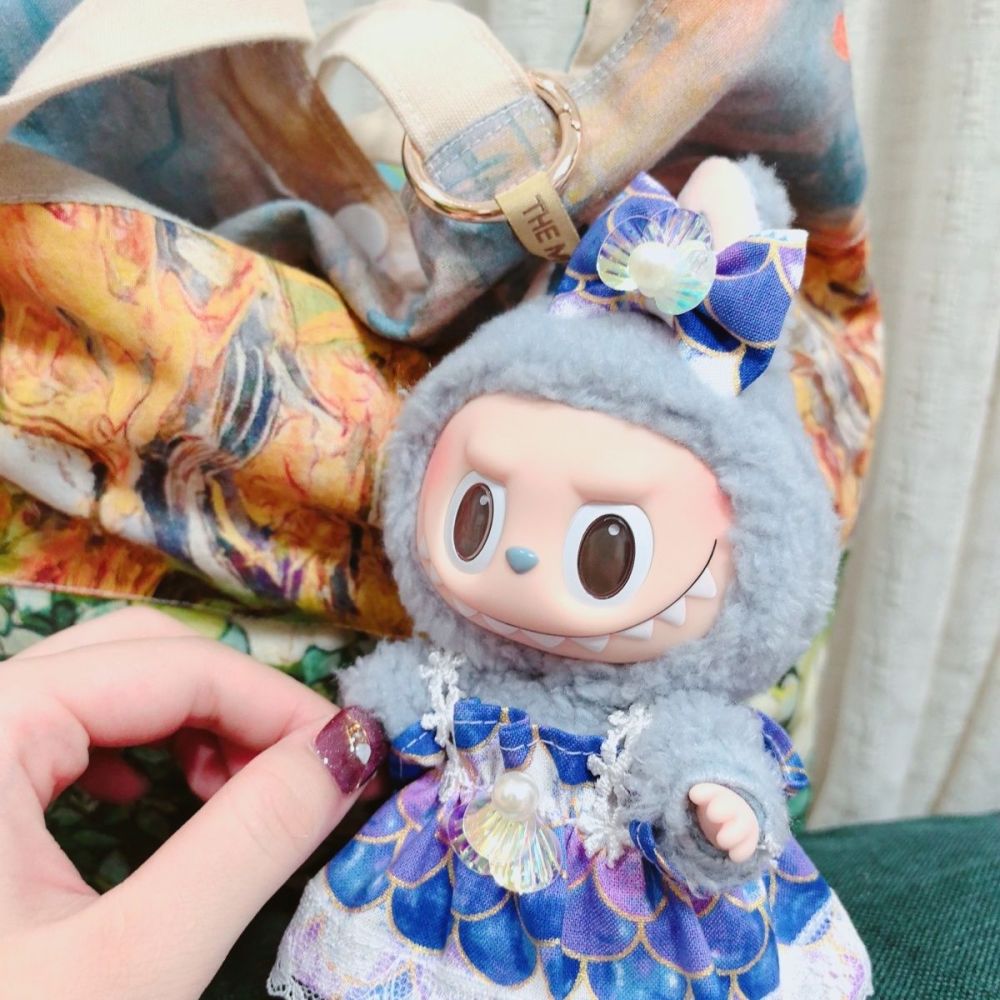 Labubu Doll Clothes Cute Mermaid Lace Pod Dress Series Suit With hair accessories