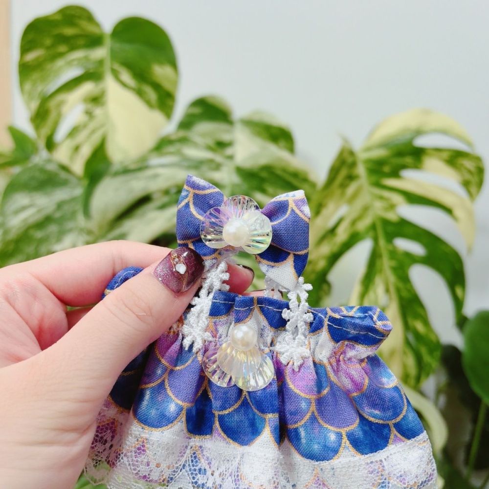 Labubu Doll Clothes Cute Mermaid Lace Pod Dress Series Suit With hair accessories