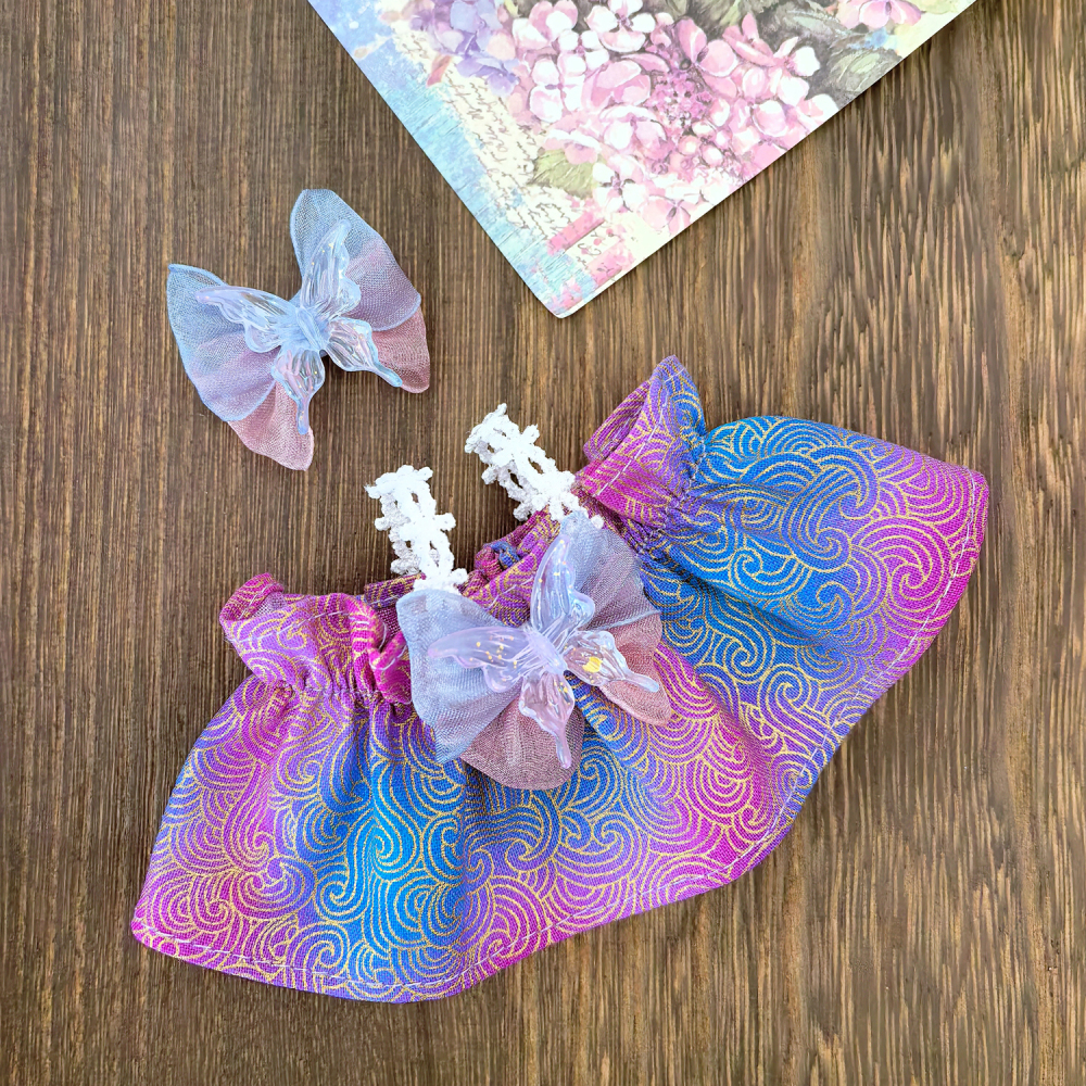 Labubu Doll Clothes Dreamy gradient butterfly Cute Lace Pod Dress Series Suit With Hair Accessories