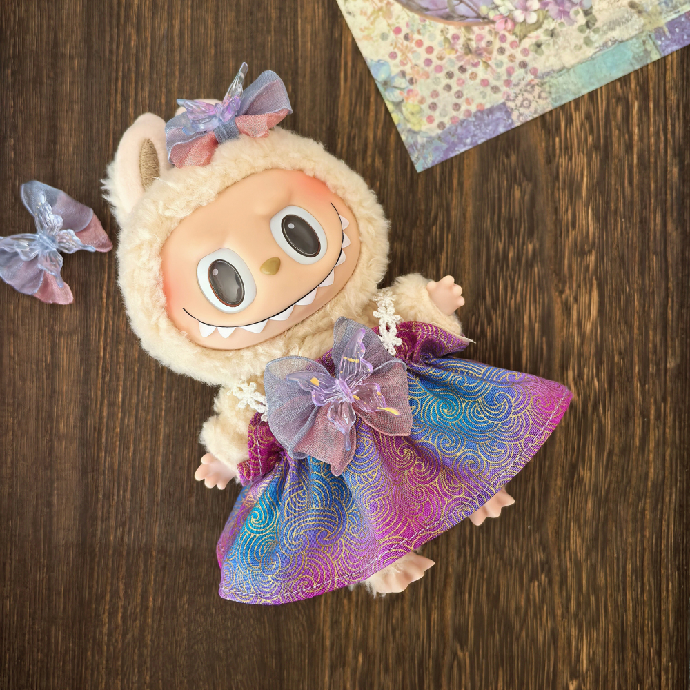 Labubu Doll Clothes Dreamy gradient butterfly Cute Lace Pod Dress Series Suit With Hair Accessories