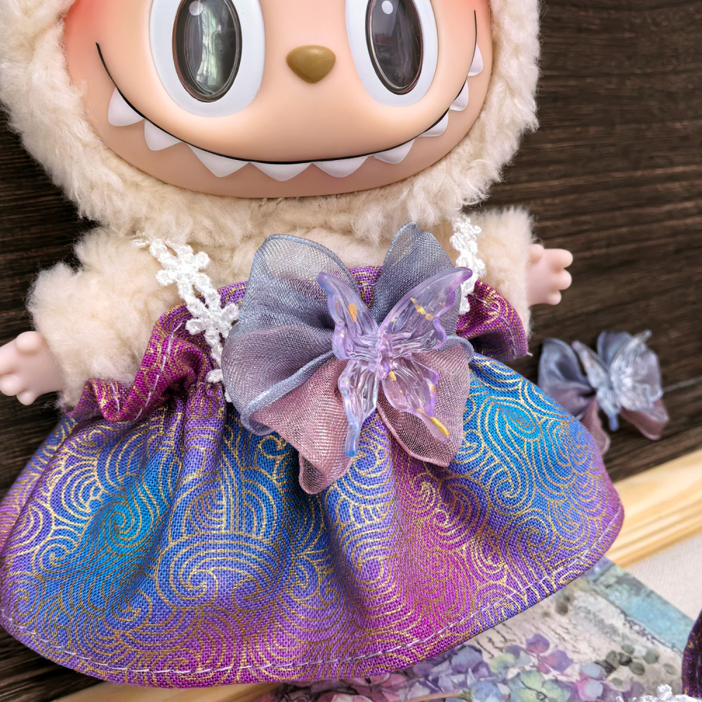 Labubu Doll Clothes Dreamy gradient butterfly Cute Lace Pod Dress Series Suit With Hair Accessories
