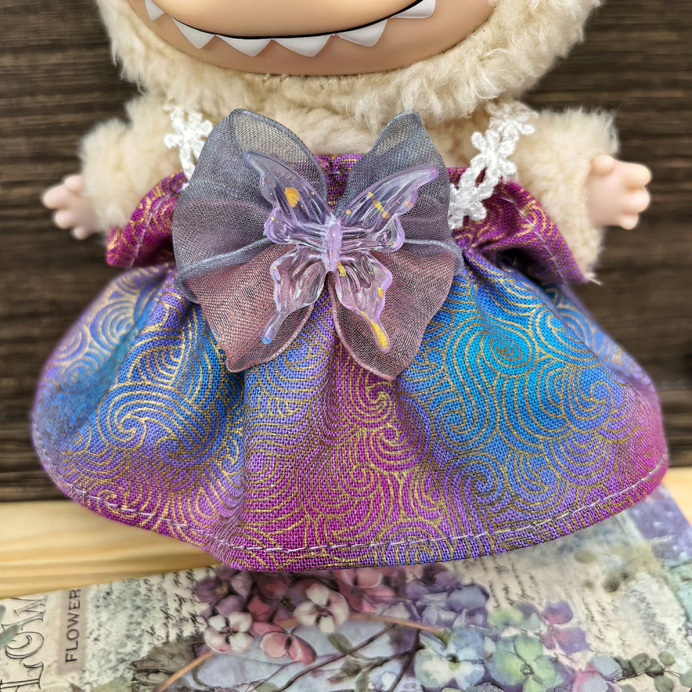 Labubu Doll Clothes Dreamy gradient butterfly Cute Lace Pod Dress Series Suit With Hair Accessories