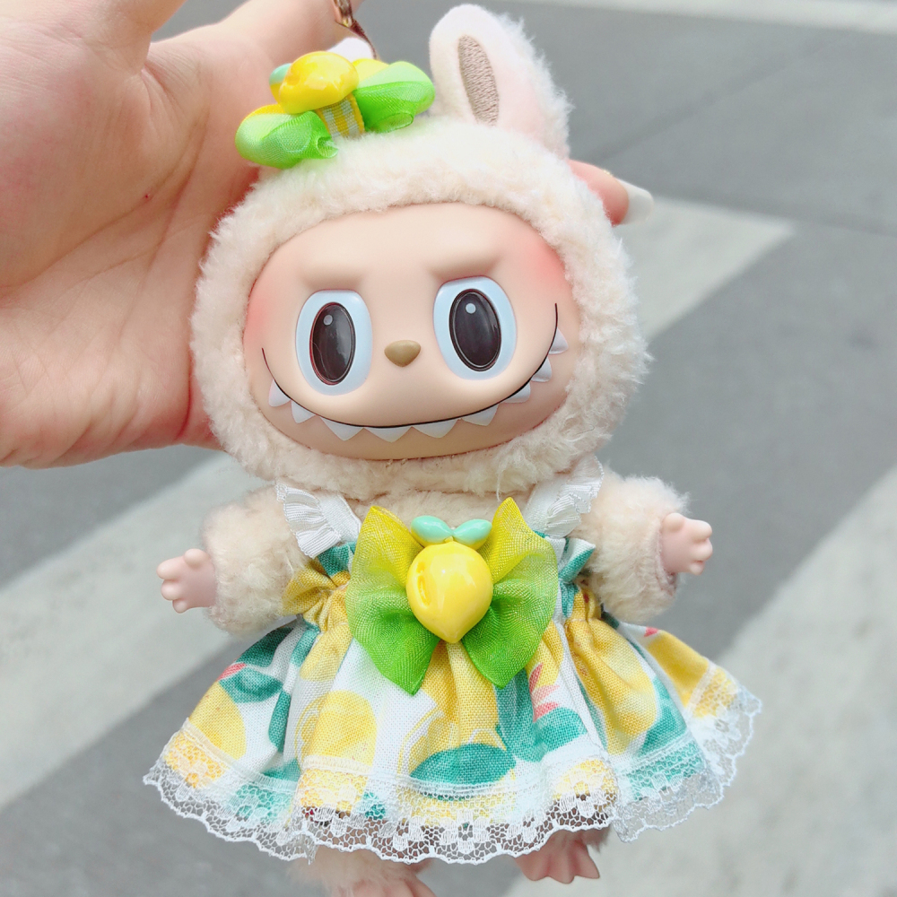 Labubu Doll Clothes Fruit Style Lemon Cute Lace Pod Dress Series Suit With Hair Accessories