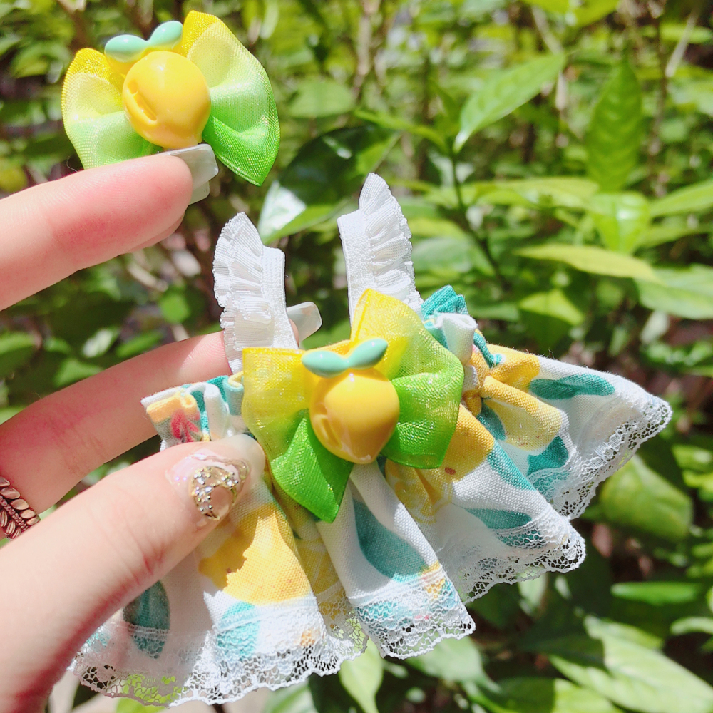 Labubu Doll Clothes Fruit Style Lemon Cute Lace Pod Dress Series Suit With Hair Accessories