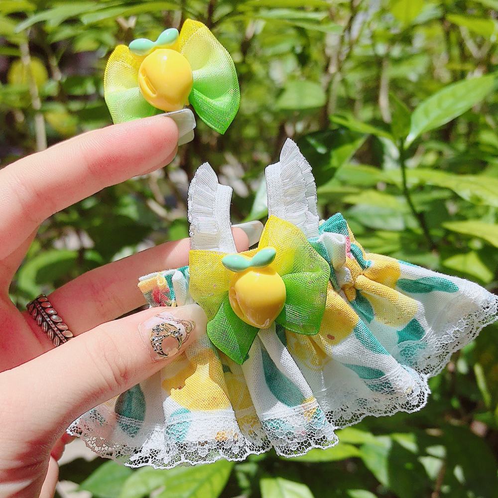 Labubu Doll Clothes Fruit Style Lemon Cute Lace Pod Dress Series Suit With Hair Accessories